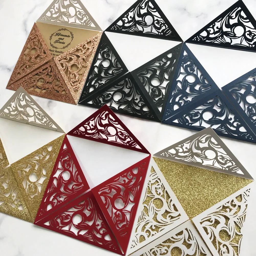 50 шт./лот цветные жемчужные бумажные свадебные пригласительные открытки