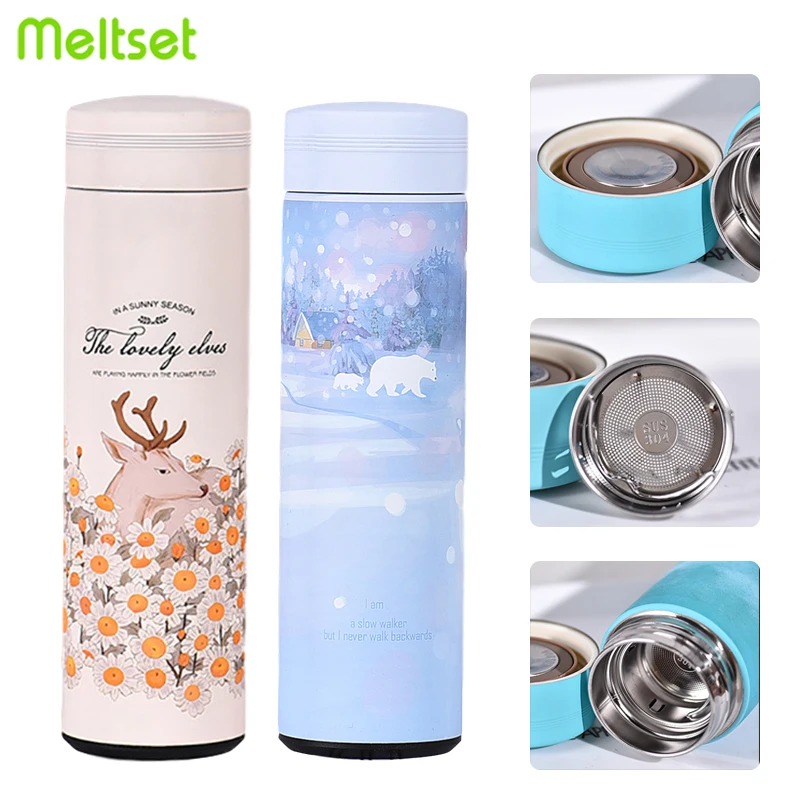 

500Ml Thermos Water Bottle Double Wall 304 Stainless Steel Vacuum Flasks Thermal Mug Coffee Mug Tea Mug with Filter