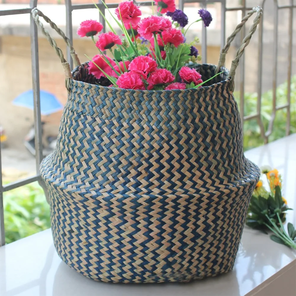 

Storage Baskets laundry Seagrass Baskets Wicker Hanging Flower Pot Baskets Storage Flower Home Pot panier osier basket for toys
