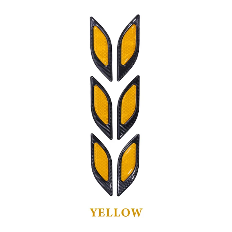 Style C Yellow 2 шт. 3D автомобиля светоотражающие задние анти-столкновения полосы углеродного волокна бампер полоски Предупреждение льная лента Безопасный отражатель наклейки декор - Цвет: Style C Yellow