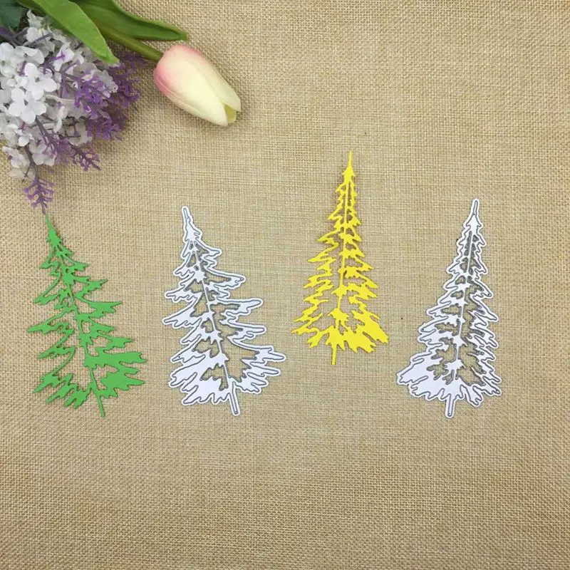 2 шт сосновые Вырубные штампы Merry Christmas Tree металлические штампы формы для DIY скрапбукинга альбом декоративные бумажные карточки ремесло