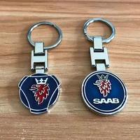 high quality metal shield style key ring for saab scania emblem 93 9 3 900 9000 fashion keychain best gift car accessories