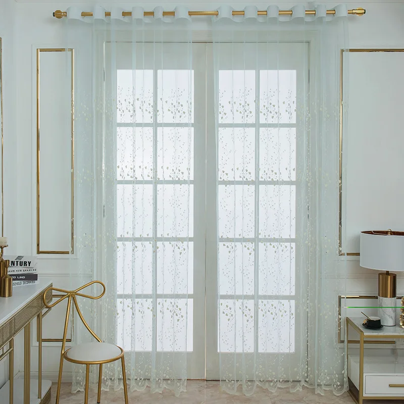 Тюлевые прозрачные шторы с цветочной вышивкой оконные занавески для дома
