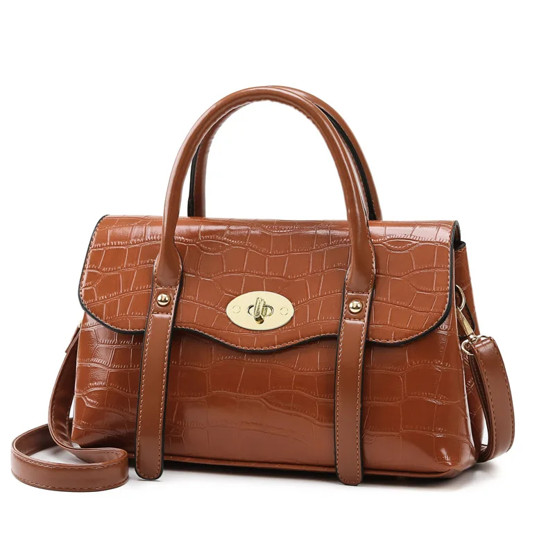 

Fashionable crocodile grain hand carry bag 2021 new temperament female bag one-shoulder cross-slung commute contracted tide fema