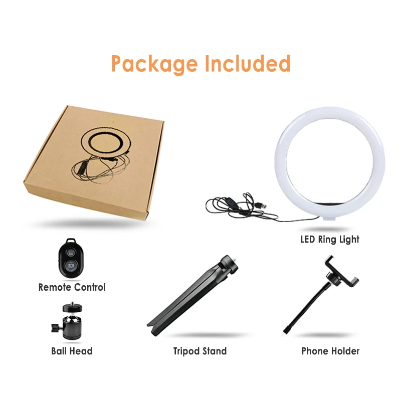 Кольцевой светильник для селфи 10 дюймов со штативом держатель сотового телефона