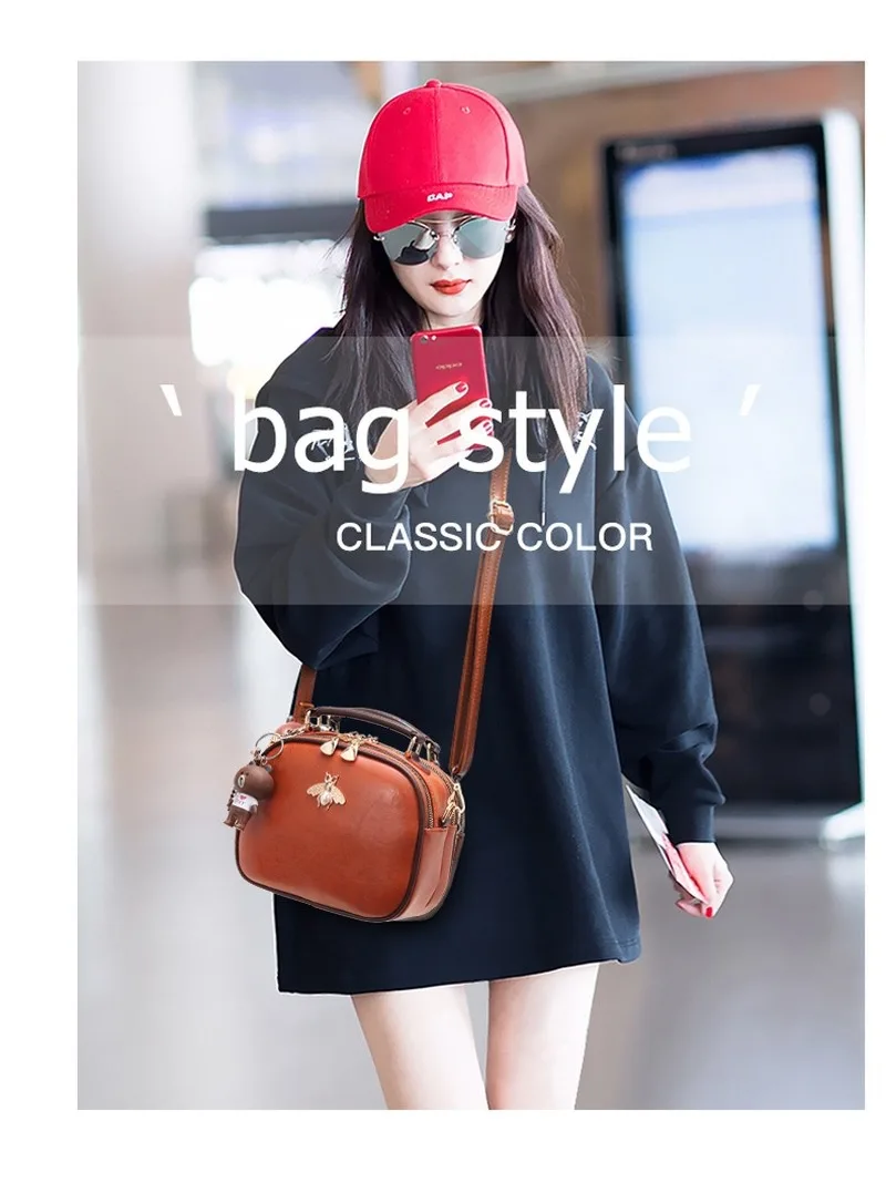 

2020 women's handbag simple one shoulder slant span oil wax leather women's bag small square bag