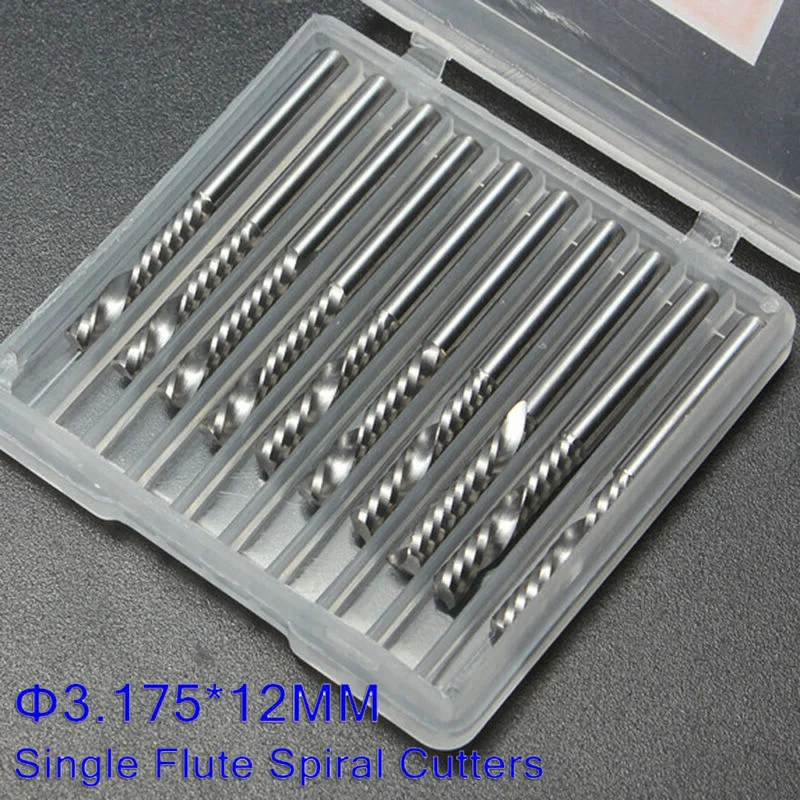 10pc 3.175*12mm Single Slot Milling Cutters Carbide CNC Router Bits Flute Spiral End Mills For | Инструменты