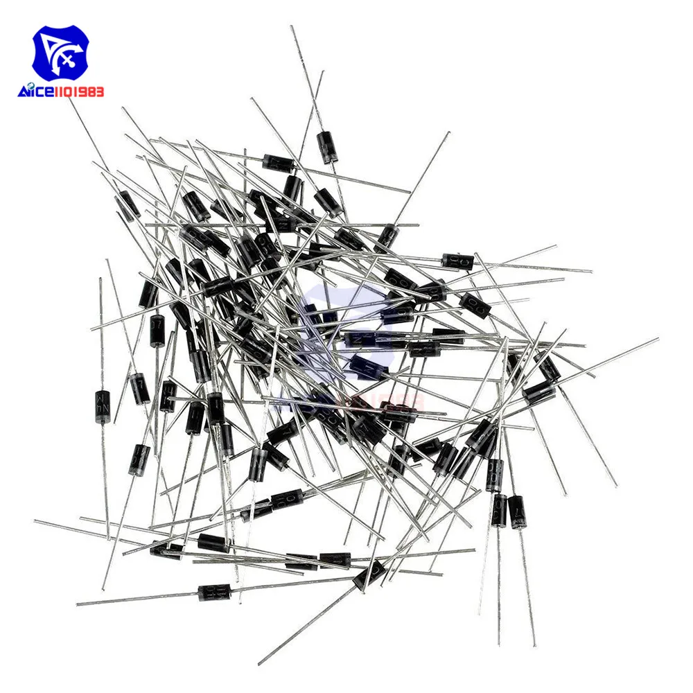 Diymore 100 шт./лот 1N5408 выпрямительный диод 3A 1000V DO 201AD (DO 27) Axial 5408 DIY электронные