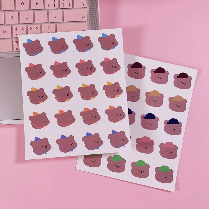 Милые Мультяшные наклейки в Корейском стиле Ins с мультяшным медведем 20 шт./лот
