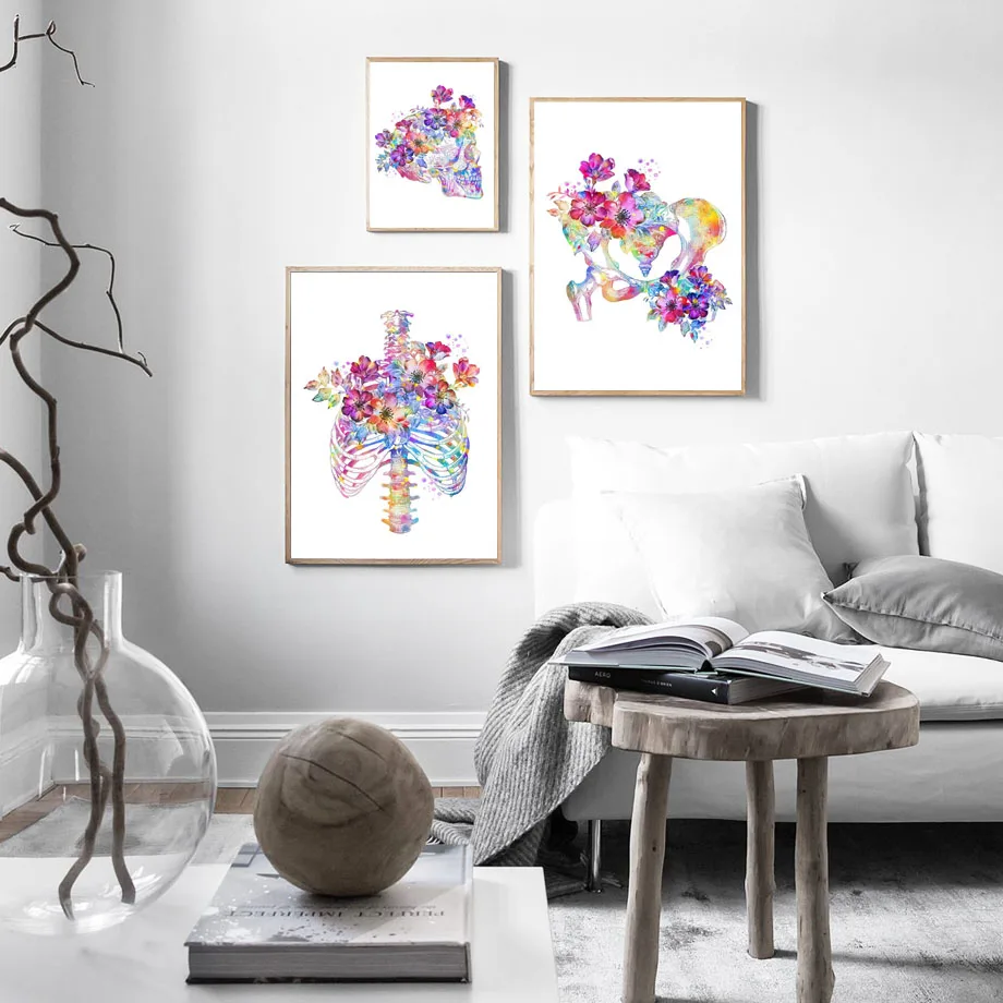 Настенная картина на холсте скандинавский постер с изображением костяных костей