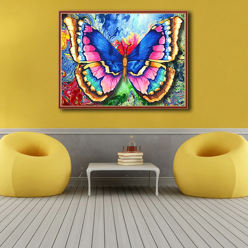 Бриллиантовая картина шаблон красивая бабочка 5D Сделай Сам