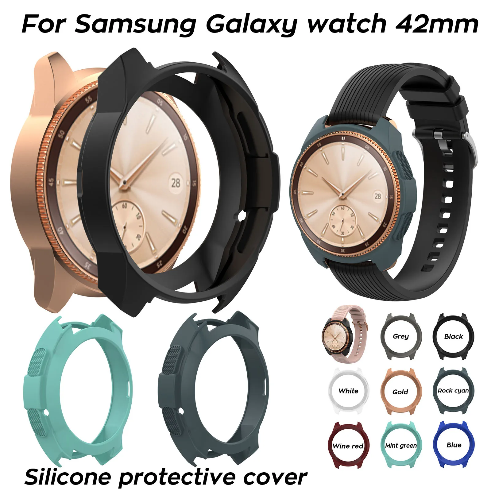 

Мягкий силиконовый защитный чехол для часов Samsung Galaxy Watch 42 мм, чехол для умных часов, защитный резиновый бампер с рамкой для Galaxy 42 мм