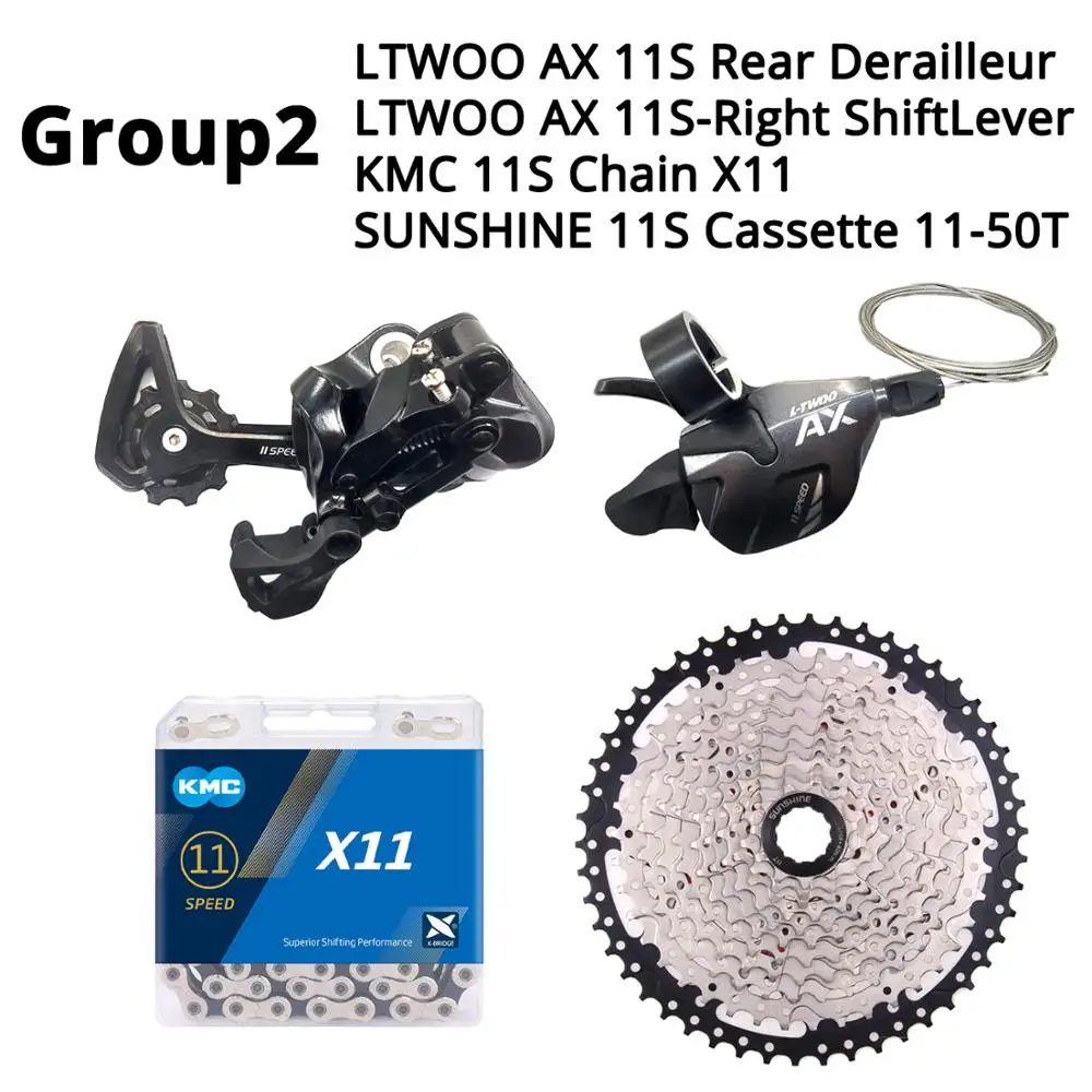 no chainring 11-50T LTWOO AX 1X11S 11 S 11 speed Groupset рычаг переключения передач задний переключатель KMC X11 SUNSHINE Cassette 46T 50T 52T MOTSUV Chainring 32-38T - Цвет: no chainring 11-50T