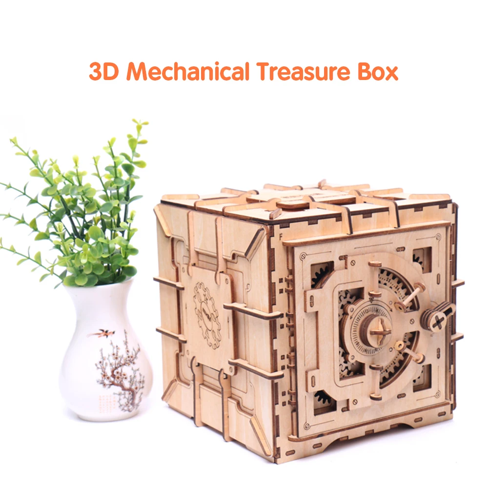 3D деревянная коробка для сокровищ механическая головоломка натуральная