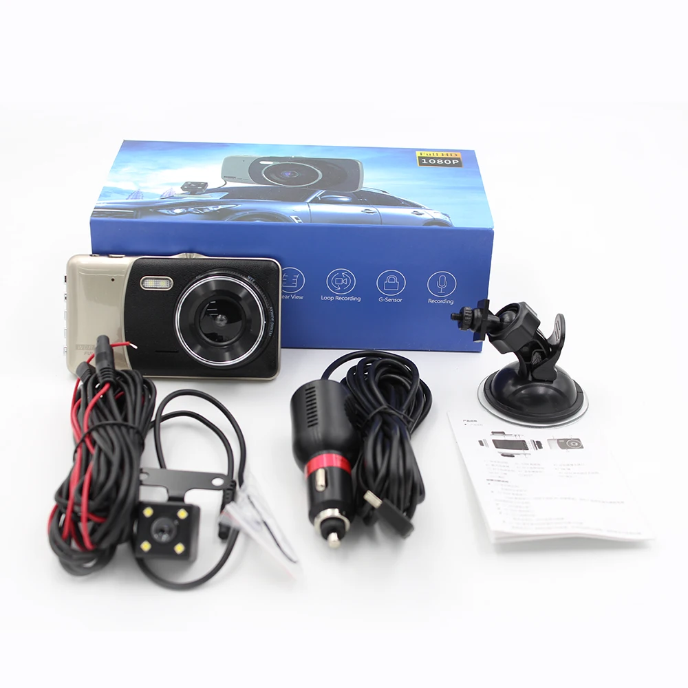 

YLKGTTER 4 Inch HD IPS Car DVR Night Vision Rearview Dashboard Loop Recording Dual Lens Video Recorder Registrator Park Monitor