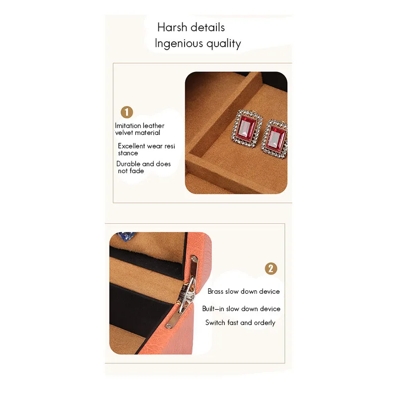 

Jewelry Leather Large Capacity Metal Double Storage Jewelry Box Jewelry Diamond Jade Box