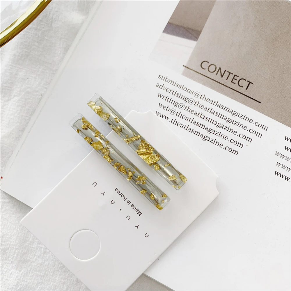 

1 Pair Korean Gold Foil Hairpin Acetate Hair Clip Headwear For Women Girls Hair Accessories Barrettes Headband Hair Styling Tool