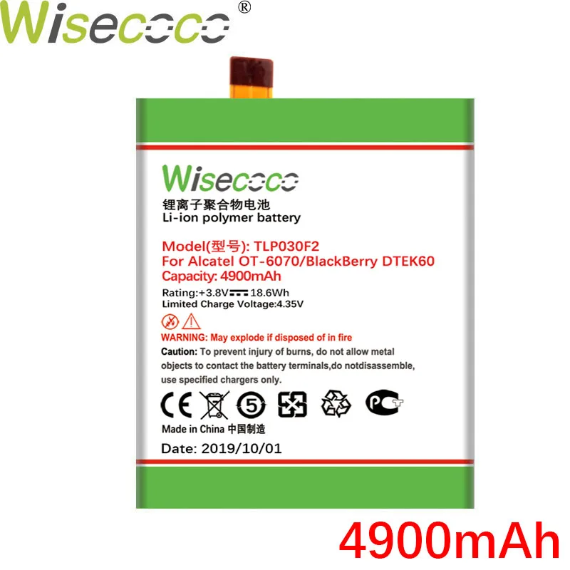 WISECOCO 4900 мАч TLP030F2 батарея для BlackBerry DTEK60 для Alcatel One Touch OT-6070 мобильный телефон аккумулятор+ номер отслеживания