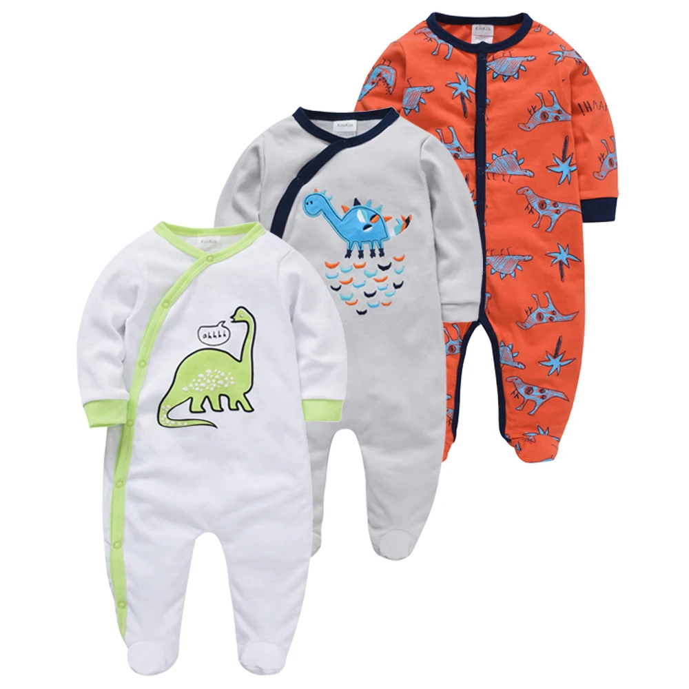 3 шт. детские пижамы для новорожденных девочек пижама Мальчика bebe fille хлопок