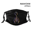 Многоцветная цветная маска скорпиона, многоразовая маска для лица с фильтрами, детский Скорпион, гороскоп