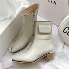 Женские ботинки на среднем каблуке, Теплые ботильоны на молнии, модные современные ботинки-гладиаторы, Осень-зима 2021