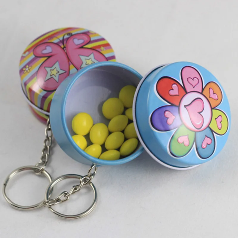 Новинка 1200 шт. милый круглый железный оловянный ящик для хранения безделушка