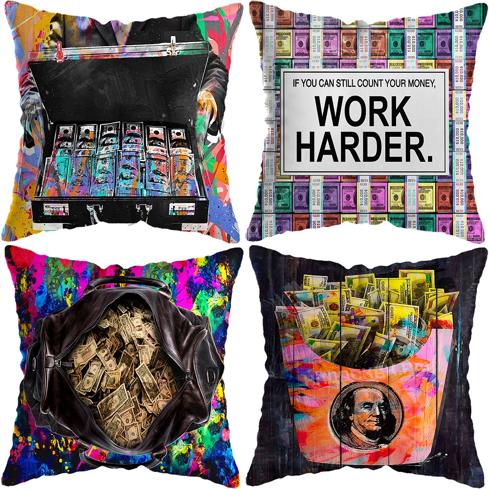 

45x45 см наволочка с изображением граффити денег долларов наволочка с изображением граффити денег наволочка для Украшения Дивана