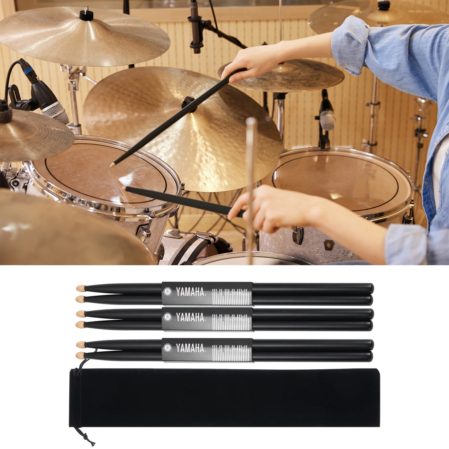 

1 Pair Hot Maple Wood Black Drumsticks Drum Sticks 5A Classic Musical Instruments