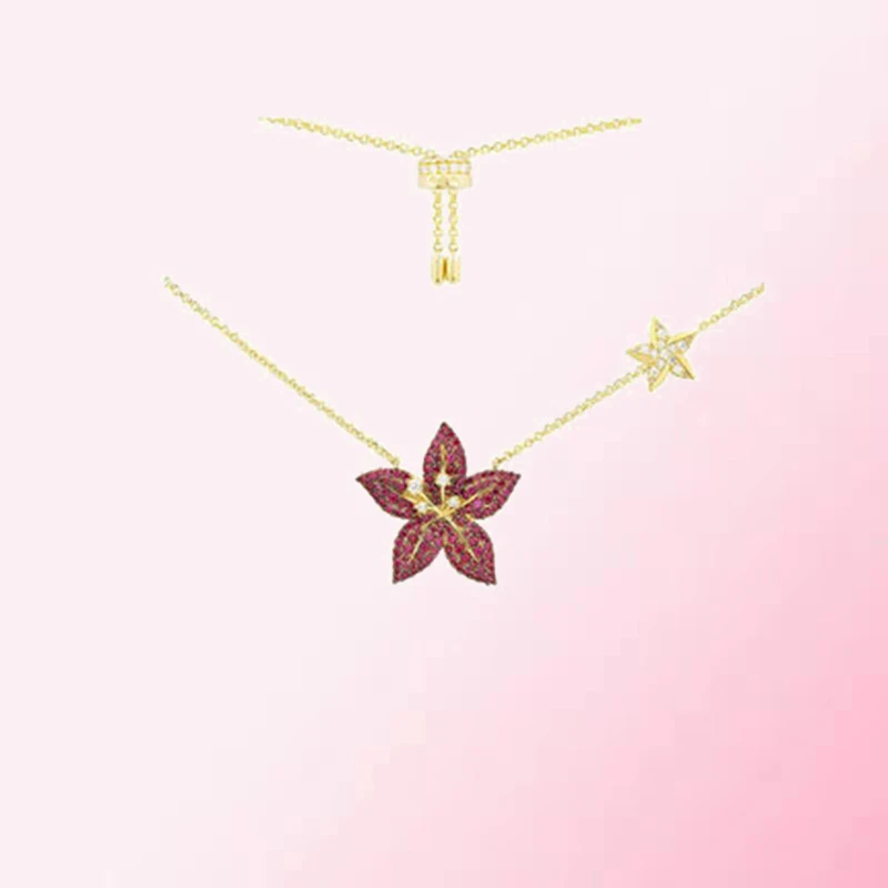 

1:1 Make 925 Sterling Silver Customized Red Flower Exquisite Fashion Design Necklace