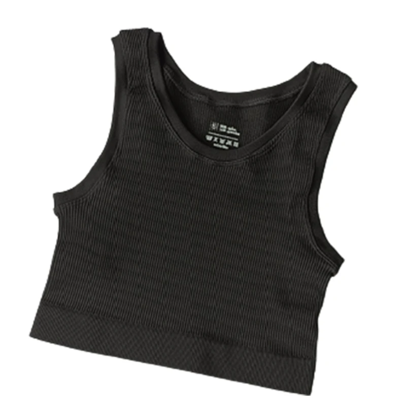 

Женский базовый жилет без рукавов, однотонный трикотажный укороченный топ в рубчик для занятий йогой