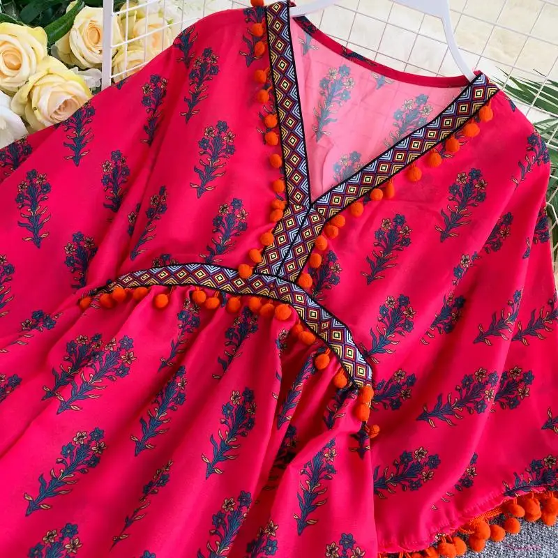 Женское вечернее платье MUMUZI Повседневное с цветочным принтом и v образным