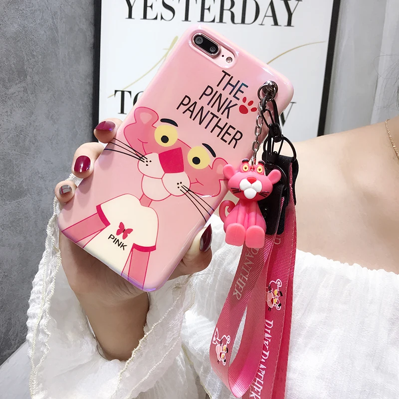 Для iPhone XS Max розовый пантера мягкий чехол для телефона милый синий луч задняя