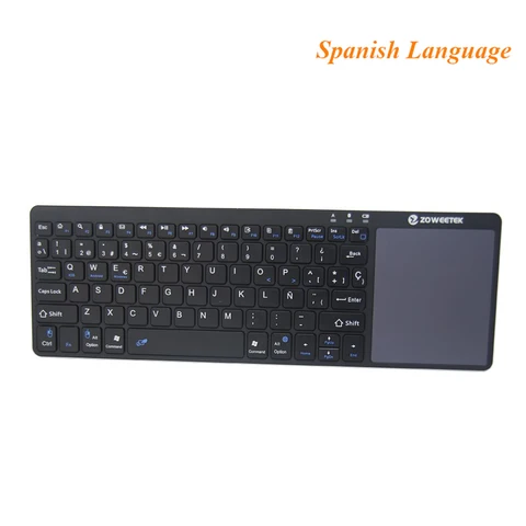 Zoweetek K12BT-1 ультратонкая Беспроводная испанская Bluetooth клавиатура с мульти-тачпадом для ПК IOS
