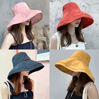 sun hat summer foldable bucket hat for women outdoor sunscreen cotton fishing hunting cap anti uv wide brim bucket sun hat