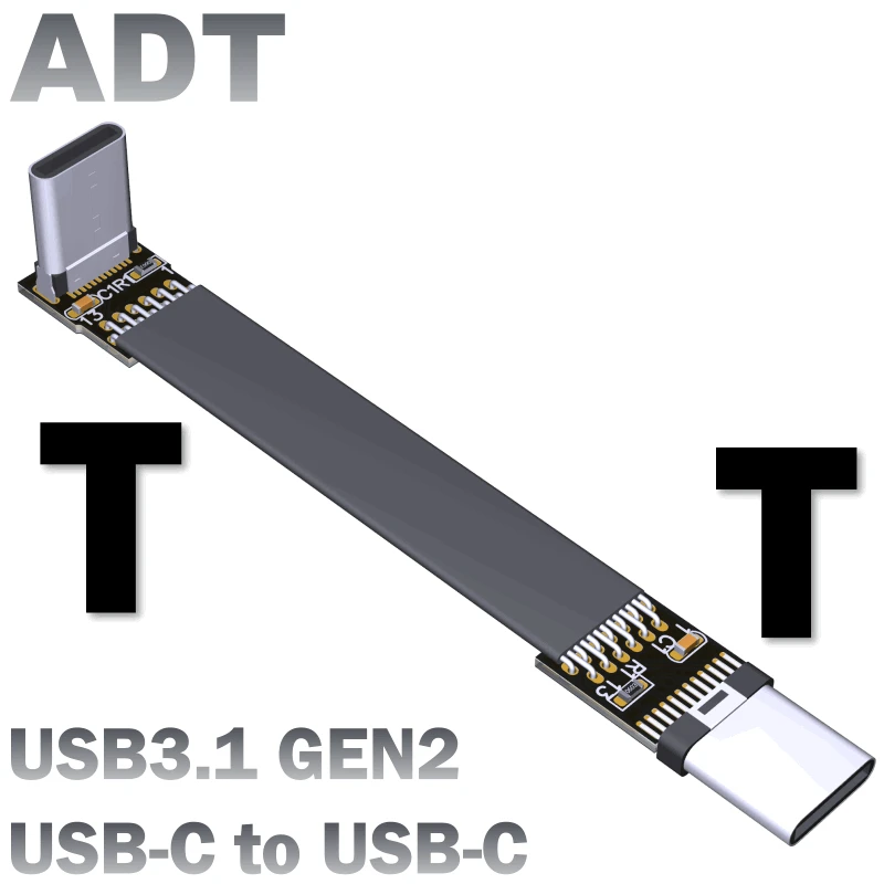 

Плоский гибкий кабель-удлинитель USB3.1 для передачи данных, мягкий кабель-удлинитель с, штекер type-C, тонкий и короткий, ADT gen2x1, 10 г