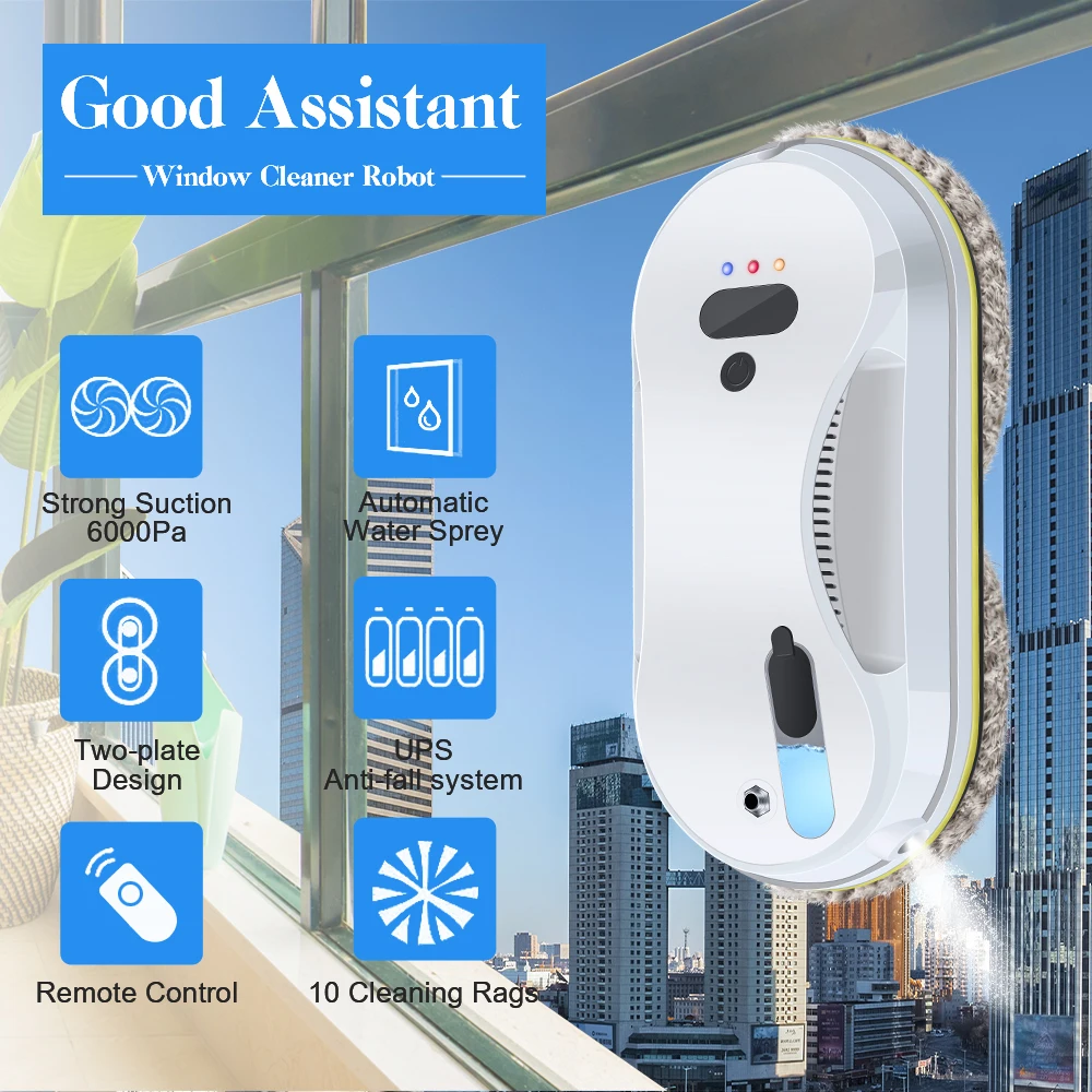 Window Cleaner Robot Electric Intelligent Remote Control Vacuum Automatic Water Sprey Anti-falling | Бытовая техника