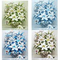 new 5d diy diamond painting lily flower diamond embroidery full square round drill rhinestone crafts scenery home decor art gift