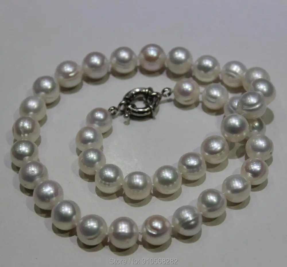

Big White Freshwater pearl necklace Round10-11mm18INCH 45cm