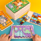 Деревянный 3D пазл животные, детская игрушка по методике Монтессори, двухсторонняя полоска, рассказывающая историю, обучающая игрушка для детей