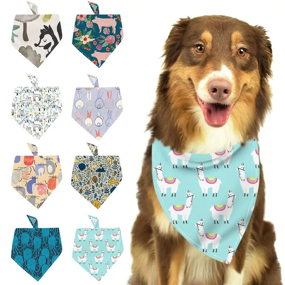 

Pet Dog Cat Bandana Neckerchief Neck Polyester Scarf Saliva Towel Cartoon Printing Pattern Pet Accessories Supplies