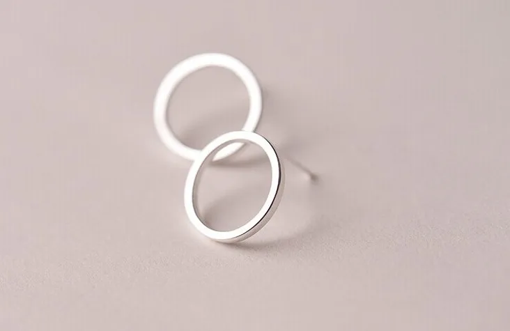

New 925 Sterling Silver Earrings Simple Circles Stud Earrings For Women Sterling Silver Jewelry Pendientes Mujer Brincos VES6007