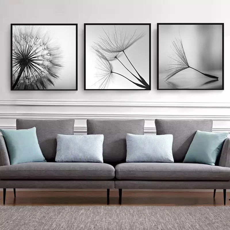 

Canvas Painting Black and White Nature Dandelion Flower Modern Art Print Poster Home Decor Living Room Abstract Wall Pictures