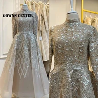 luxury dubai muslim evening dress long sleeves 2021 turkey formal gown party beaded prom dress a line dinner gowns