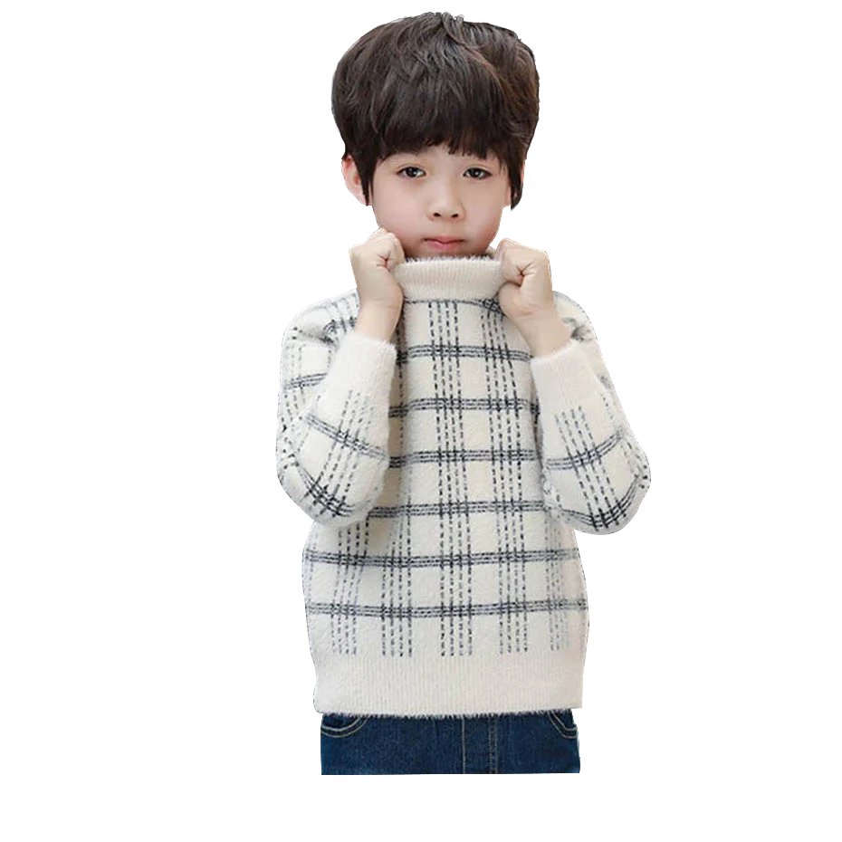 Свитер бархатный свитер в клетку для мальчиков Детские джемперы с длинными