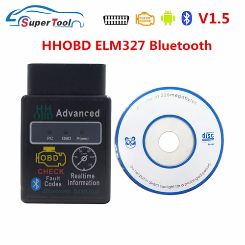 HH OBD ELM327 V1.5 OBD2 ELM327 Bluetooth V2.1 OBDII ELM 327 WIFI V1.5 HH OBD ELM327 Bluetooth V2.1/2.1 OBD 2/II Diagnostic Tool Auto Code Scanner - Цвет: HH OBD ELM327 V1.5