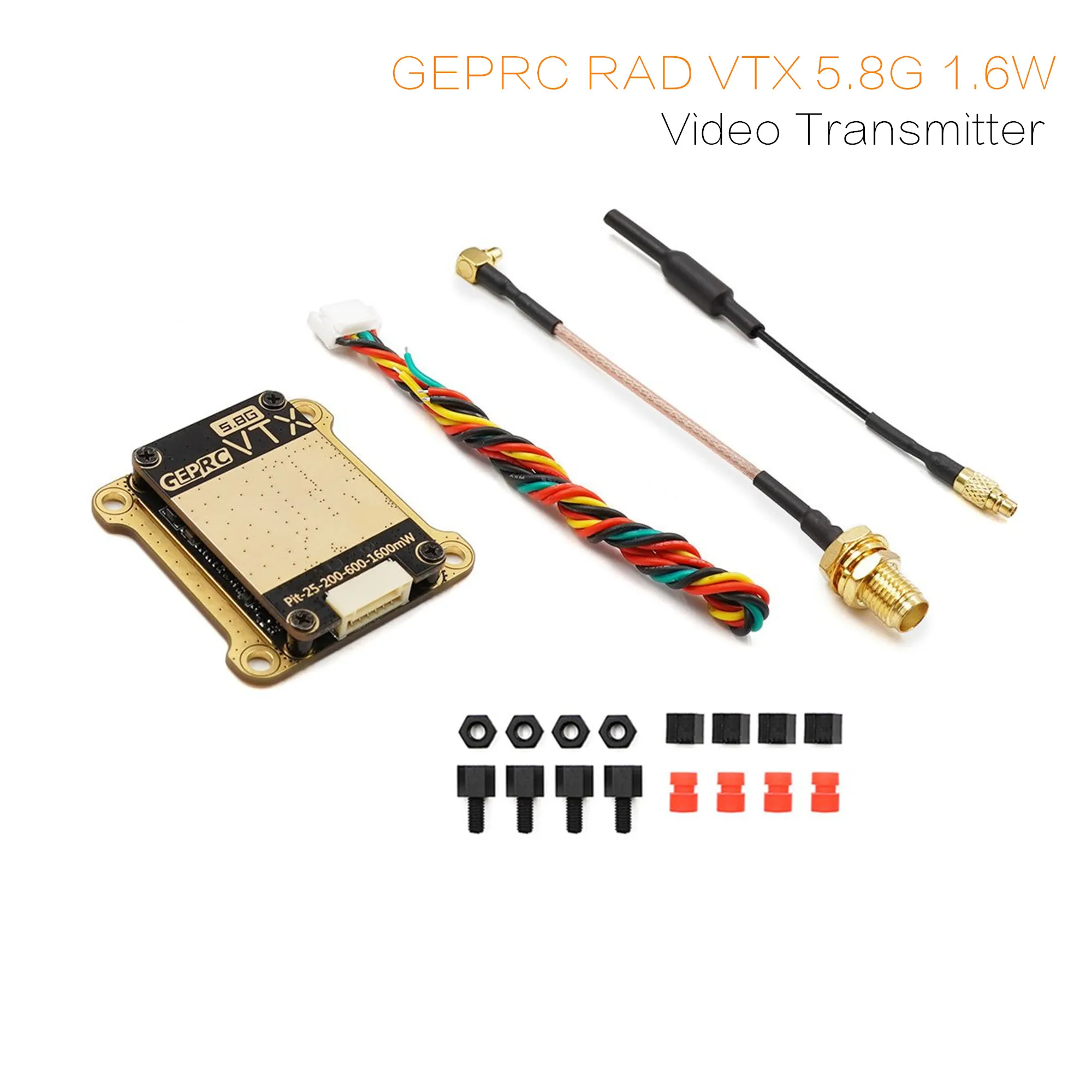 

GEPRC RAD VTX 5,8G 1,6 W 40CH PITMode 25 МВт 200 МВт 600 мВт 1600 мВт Регулируемый видеопередатчик 30x30 мм для радиоуправляемого FPV квадрокоптера дрона