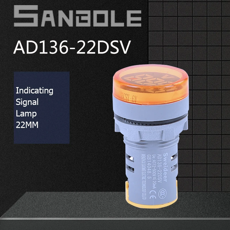 

22 мм вольтметр индикаторный светильник мини-номер показать AC источник питания сигнальная лампа дисплей круглая плоская поверхность винтов...