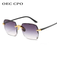 rimless square sunglasses women fashion brand gray pink gradient sunglasses men oversized eyewear shade gafas uv400 o581