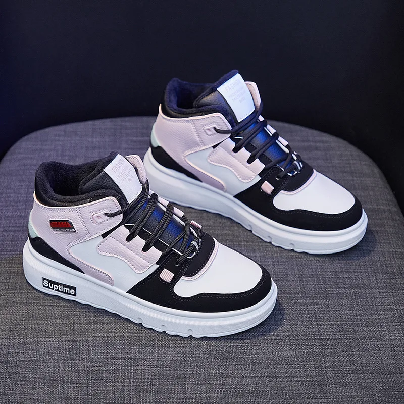 

Plus velvet high-top white shoes 2022 winter new thick-soled Korean wild student cotton shoes warm shoes