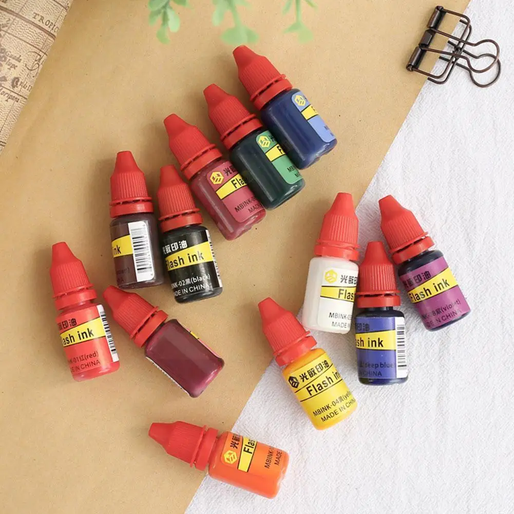 1pc Colourful Photosensitive Ink Dye Refill Ink Stamp Stamp Making Diary Card DIY Silicone Planner Supplies Scrapbooking N2D4